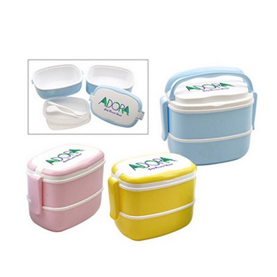 Two Layer Lunch Box With Carrying Ring