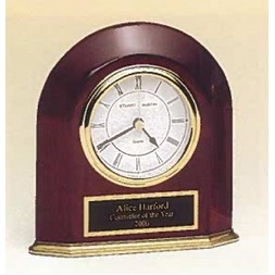 Airflyte® Rosewood Piano-Finish Arched Table Clock w/Solid Brass Base