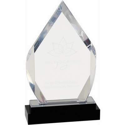 8" Silver Fusion Diamond Impress Acrylic Award with Black Glass Base