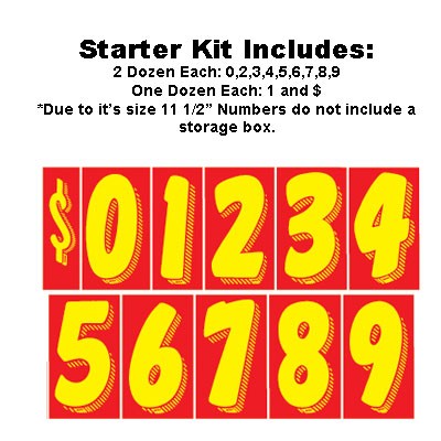 11 ½" Sun Buster Yellow & Red Number Decal Kit (Set of 20 Dozen)