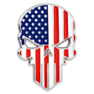 American Flag Skull Lapel Pin