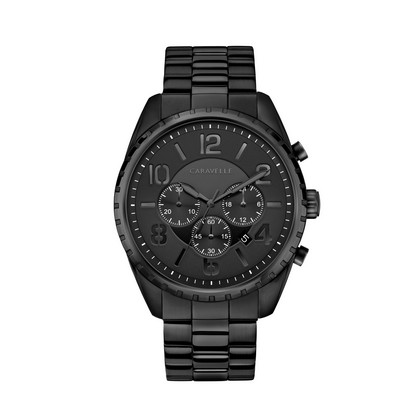 Caravelle Men's Black Stainless Steel Sport Bracelet Watch w/Chronograph Dial