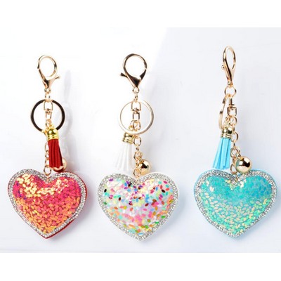 Customized Glitter Heart PU Jelly Keychain