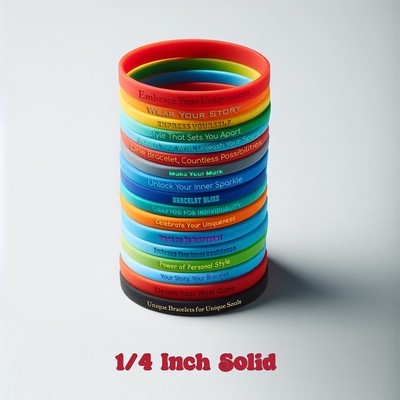 1/4'' Solid Colored Silicone Wristband