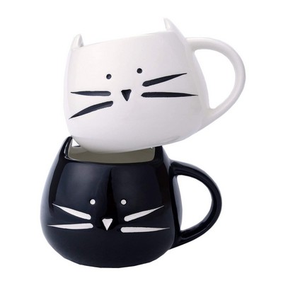 Black & White Ceramic Cat Coffee Mug