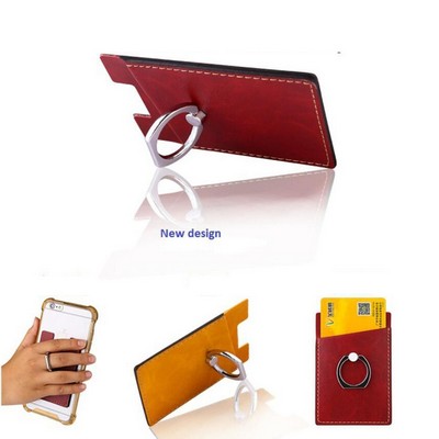 PU Leather Phone Wallet Grip