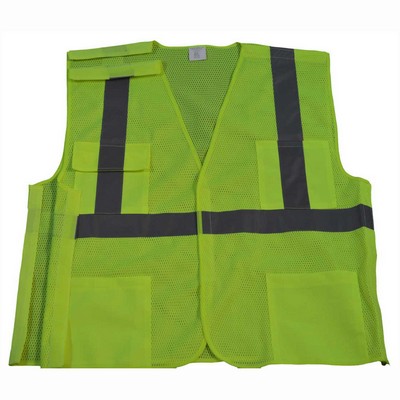 Lime Mesh 5PB 5-Point Break Away ANSI Class 2 Safety Vest