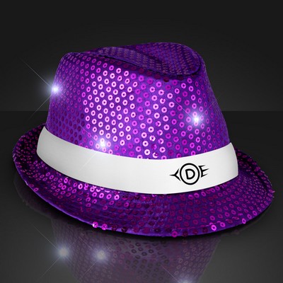 Custom Purple Fedora Hat w/ White Bands - Domestic Print