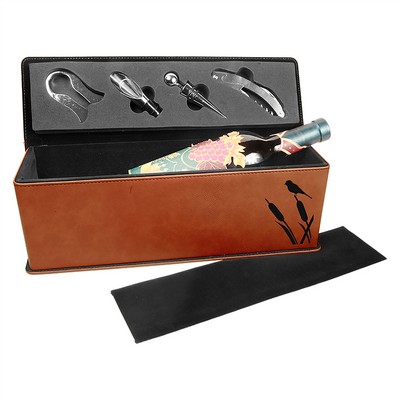 Laserable Rawhide Leatherette Single Wine Box with Tools