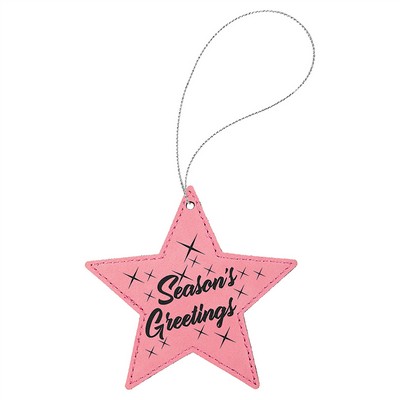 Pink Laserable Leatherette Star Ornament, 4"x4"