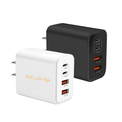 40W 4-Port Fast Charging Block Dual USB-C And USB-A dapter