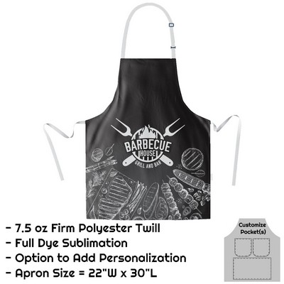 Poly Twill Sublimation Bib Apron (22"W X30"L)