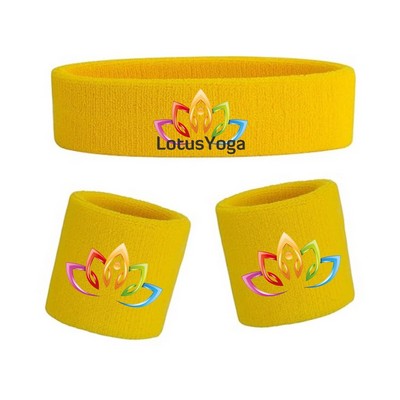 Embroidered Sport Wristband + Headband Set