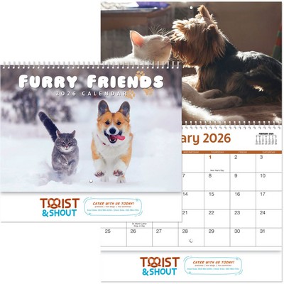 Full Color Furry Friends Spiral Wall Calendar