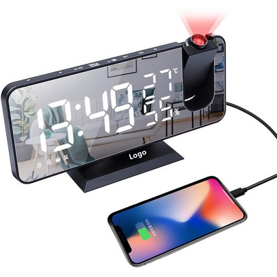 Projection Alarm Clock for Bedroom Ceiling Digital Alarm Clock Radio with USB Charger Ports