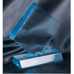 Lucite Award W/Base Blue