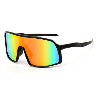 Goggle Sunglasses - Red Mirror Lenses - Black Frames