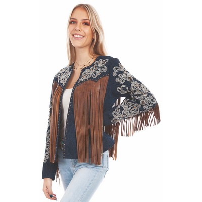 Embroidered & Studded Fringe Jacket