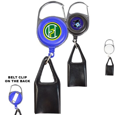 Pen Holder Round Carabiner Badge Reel Holder w/ Belt clip