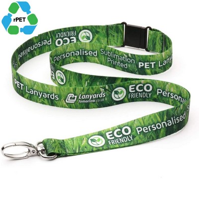 1" Custom Sublimation Recycled PET Lanyard w/ Safety Breakaway