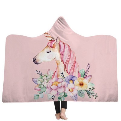 40" x 50" Hooded Crystal Velvet Sherpa Sublimation Cloak Blanket