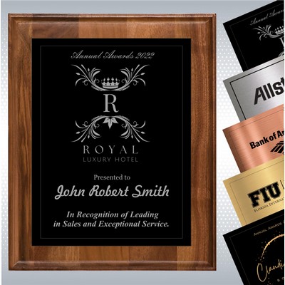 Walnut Wood Plaque w/Choice of Single Engraved Plate (8" x 10")