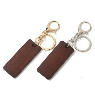 Rectangle Wood Keychain w/ Clip