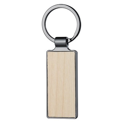 Metal Frame Rectangle Wood Keychain