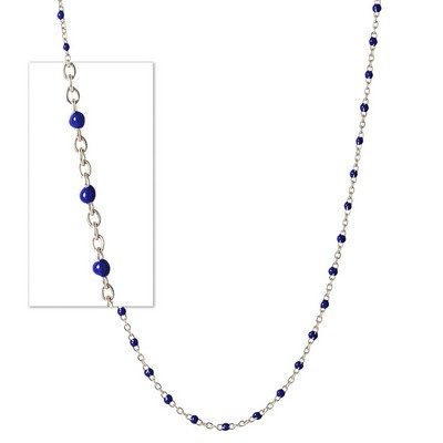 Jilco Inc. Sterling Silver Handmade Navy Blue Beaded Enamel Chain Necklace