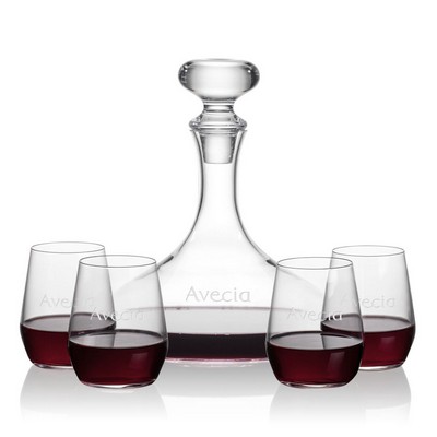 Stratford Decanter & 4 Germain Stemless Wine