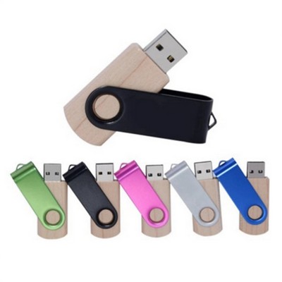 Wooden Swivel Metal Shell USB Flash Drive