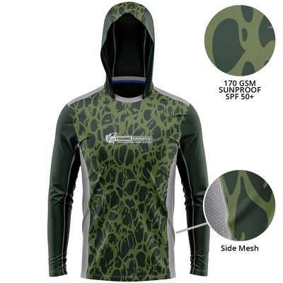 Mesh Fishing Long Sleeve Hoodie T-Shirt 170 GSM Sunproof SPF 50+