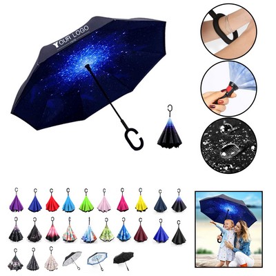 Upside Down Umbrella w/C-Shaped Handle