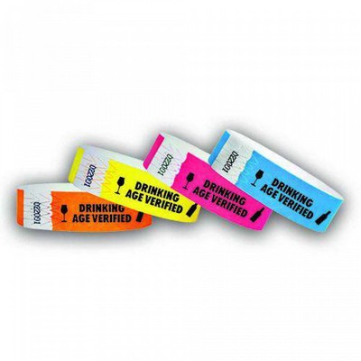 3/4" wide x 10" long - 3/4" Tyvek Drinking Age Verified Wristbands Printed 1/0