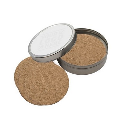 Round Cork Coaster Set with Tin Box