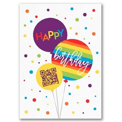 Rainbow Balloon QR Code Card