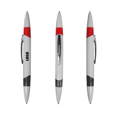 White Double Sided Pen w/Black & Red Ink