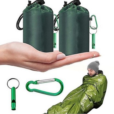 Outdoor Emergency Sleeping Bag W/ Carabiner & Whistle