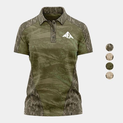 Mossy Oak® Women's 4.4 Oz. Polyester Interlock Raglan Polo Shirt