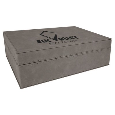 10 1/4" x 7 1/2" Gray Laserable Leatherette Premium Gift Box