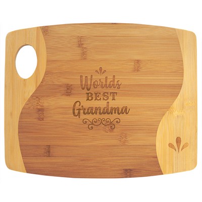 13 3/4" x 11" x 5/16" Bamboo Two Tone Cutting Board with Handle