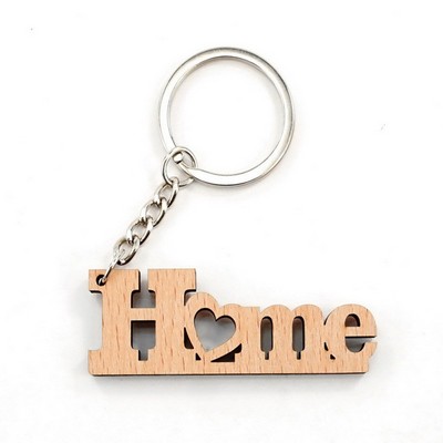 Home Shape Wooden Keychain