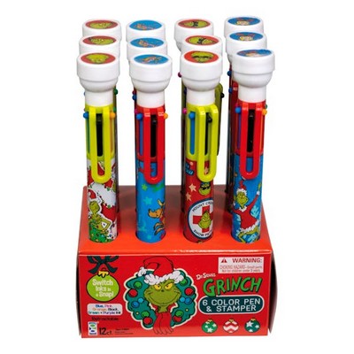 Grinch Pens with Stamper - 6 Ink Colors (Case of 144)