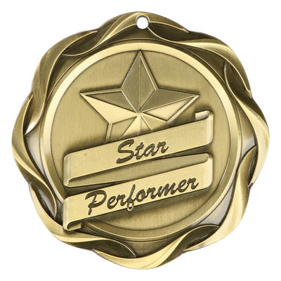 Fusion Medal - Star Medal - Performer - Antique Gold, "