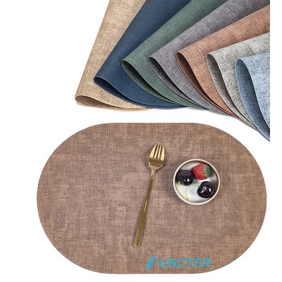 Elliptic Shaped PU Leather Leather Table Mat