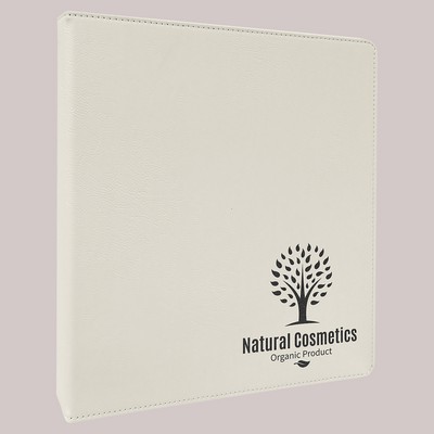 White 3-Ring Binder, Laserable Leatherette, 10-1/2" x 11-1/2"