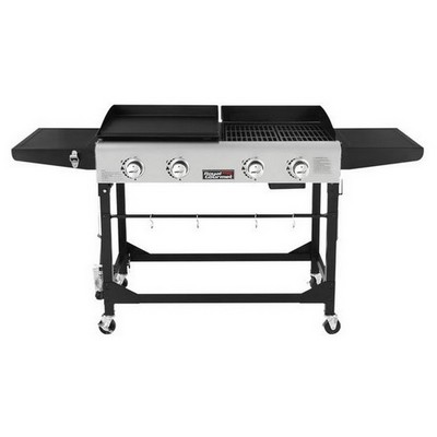 Keg Products Black/Silver 4-Burner Gas Grill & Griddle Combo