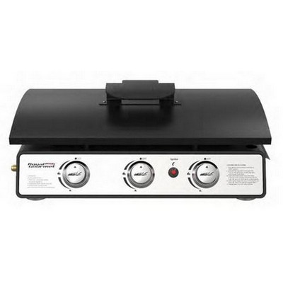 Keg Products Black/Silver 3-Burner Portable Gas Griddle w/Lid