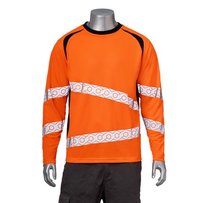 Hi Vis Class 3 - 3.8 Oz. Polyester Double Band Segmented Tape Safety T-Shirt