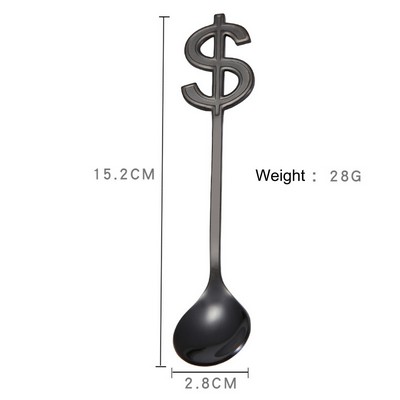 Dollar Shaped Spoon Stainless Steel Coffee Teaspoon ( Black )